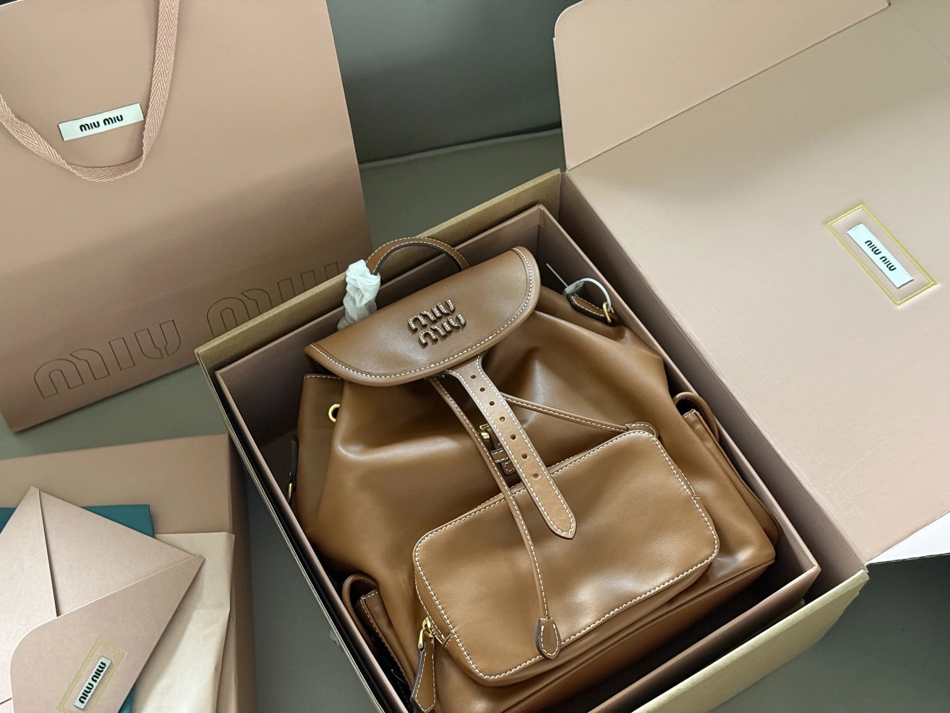 Miu Miu Leather Travel Backpack