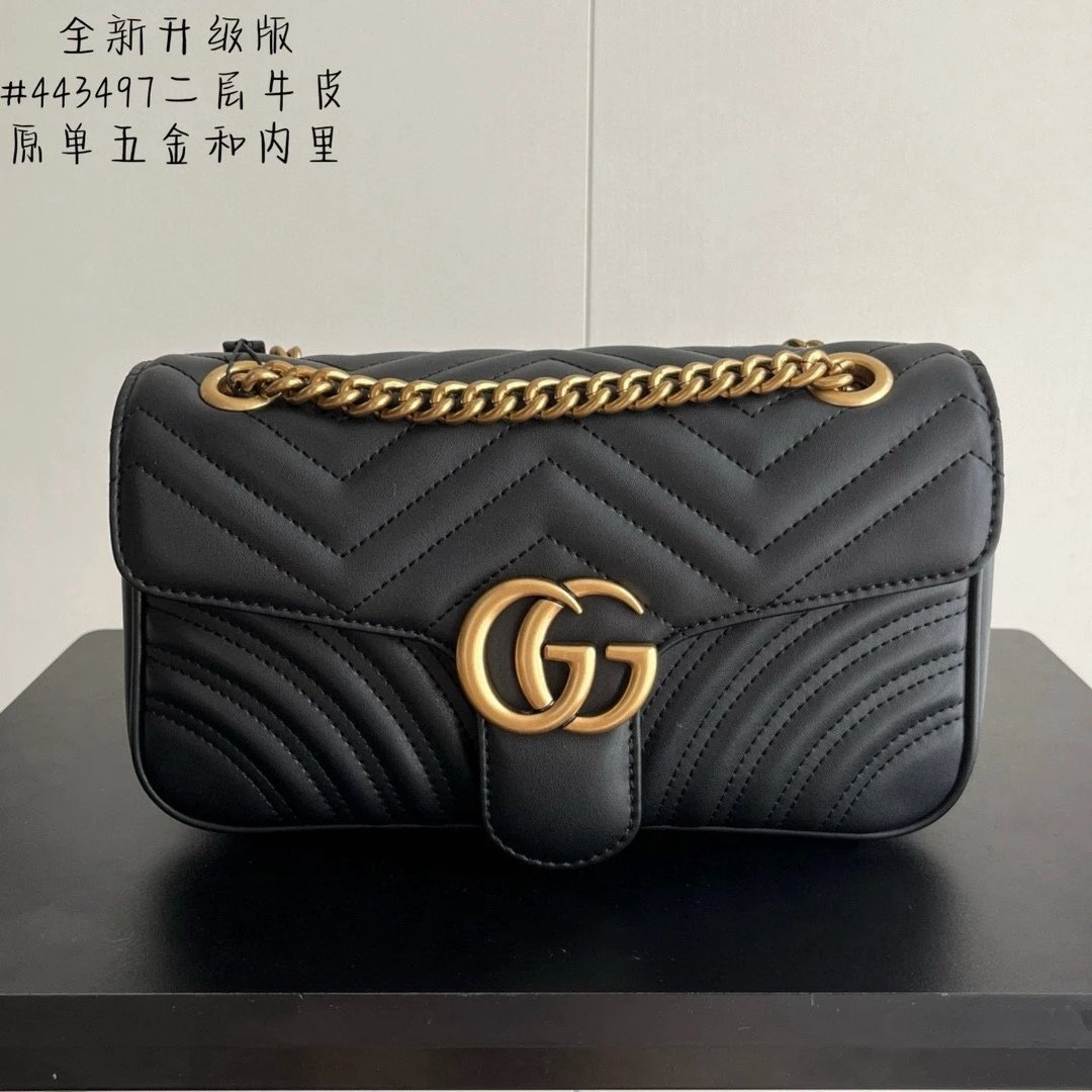 Gucci Marmont Leather Chain Flap Bag