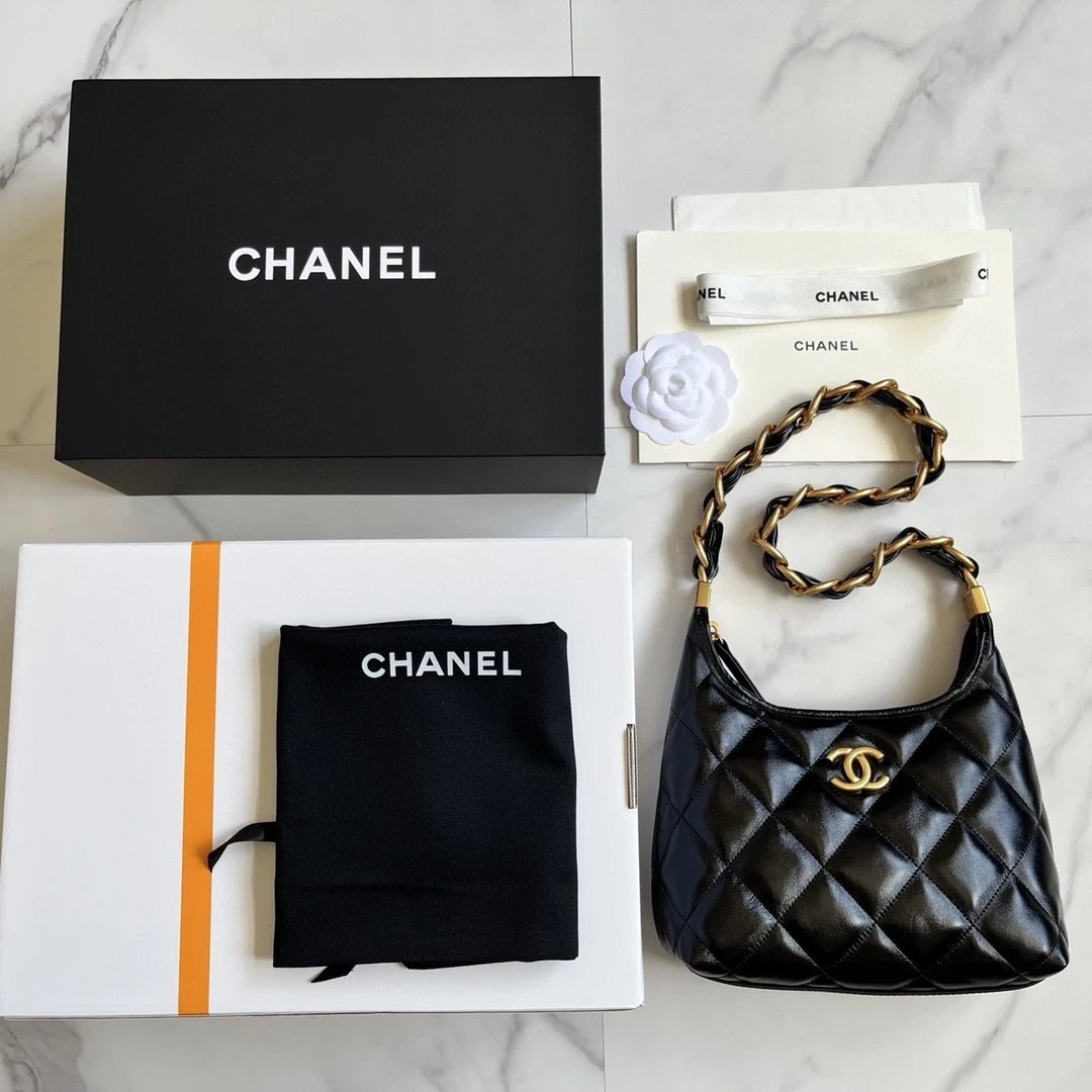 Chanel 24A Waxed Leather Hobo Bag