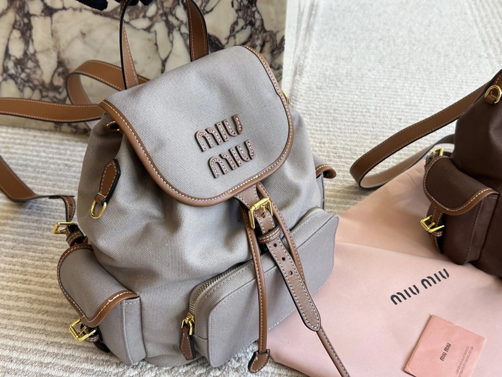 Miu Miu Canvas Large Backpack