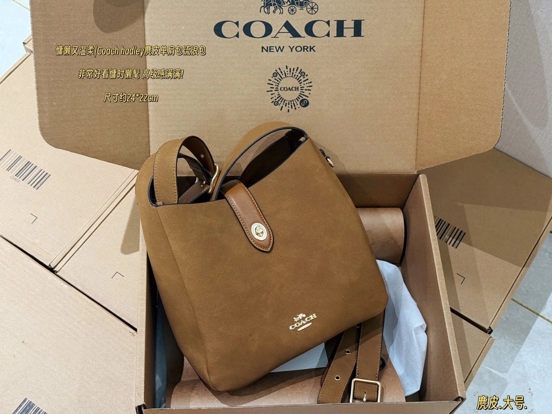 Coach Hadley Suede Bucket Bag