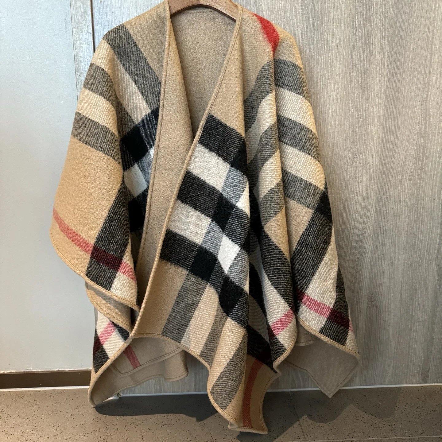 Burberry Reversible Two Tone Cashmere Shawl Cape Scarf