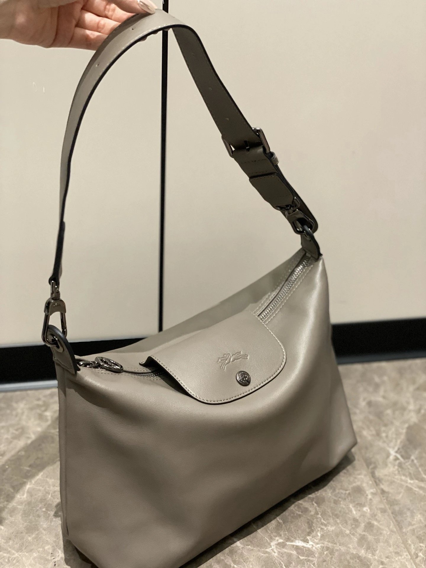 Longchamp Leather Hobo Tote Bag