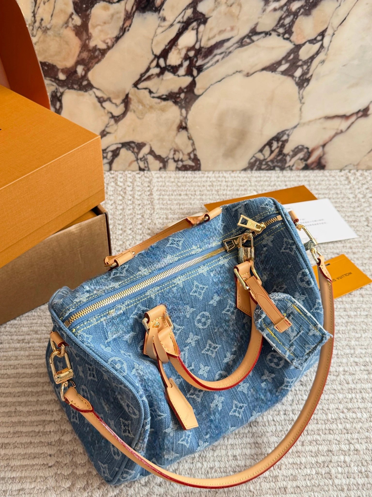Louis Vuitton Denim Speedy 30 Pillow Bag