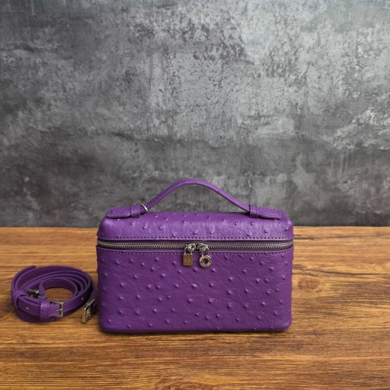 Loro Piana Ostrich Embossed Leather 19 Box Bag
