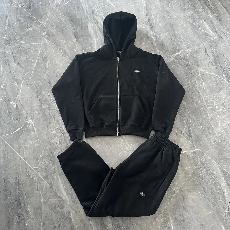 Zip Hoodie Tracksuit Black
