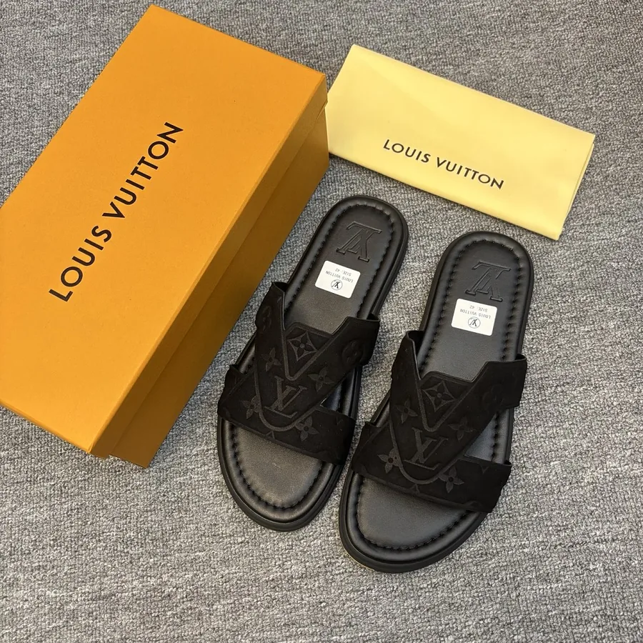 Louis Vuitton Monogram Slides Black
