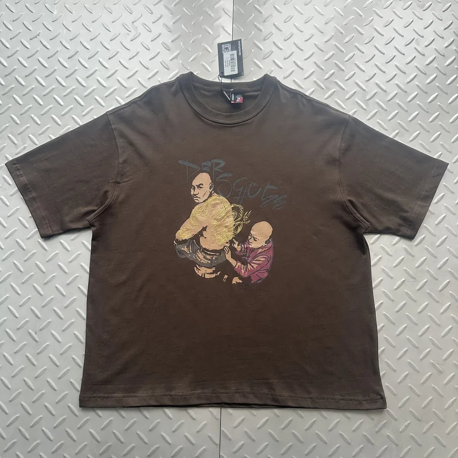 Derschutze Tattoo Graphic Tee Brown