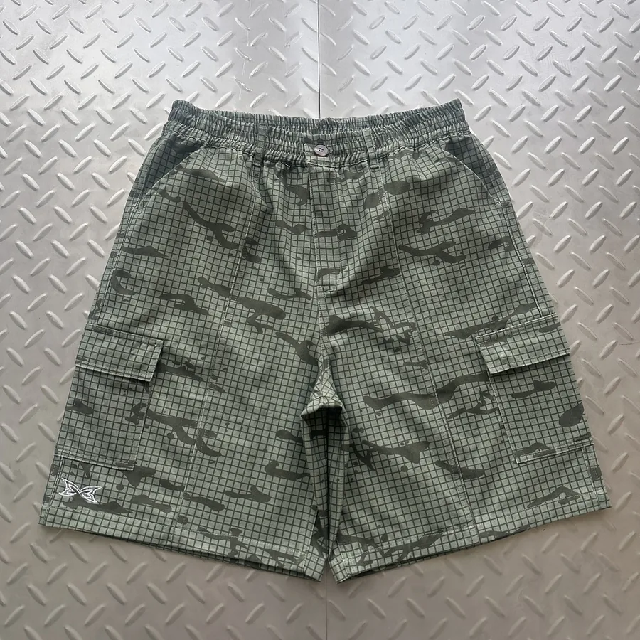Derschutze Grid Camo Cargo Shorts