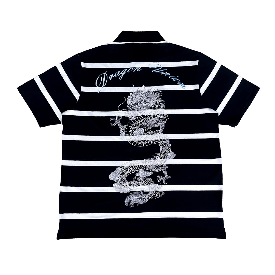 Striped Dragon Embroidery Polo