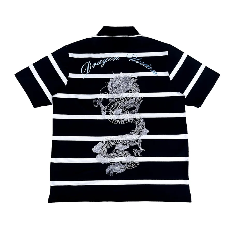 Striped Dragon Embroidery Polo