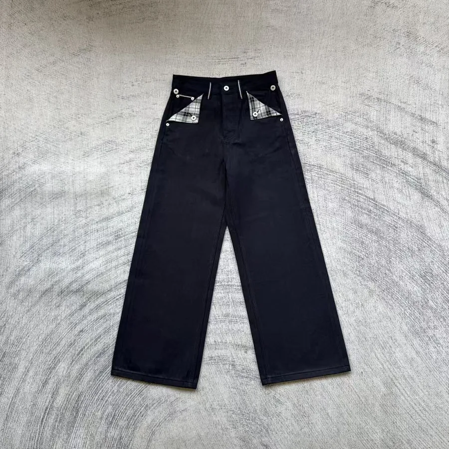 Fyredwrld Plaid fabric selvedge jeans