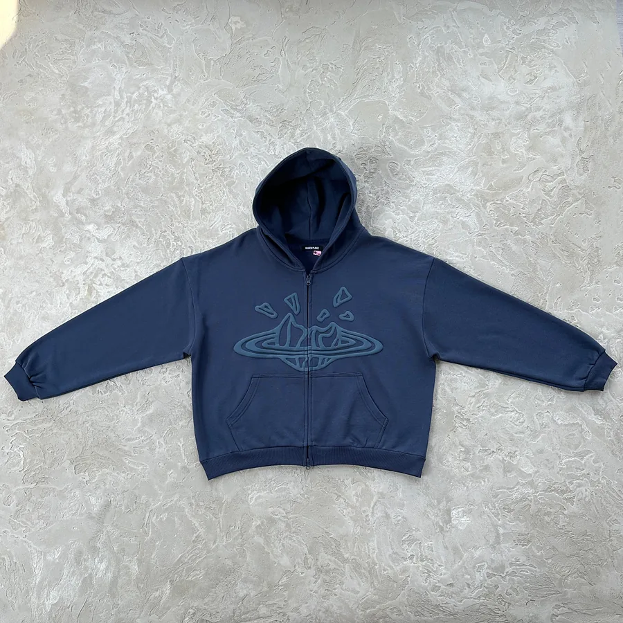 zip up hoodie -deep navy