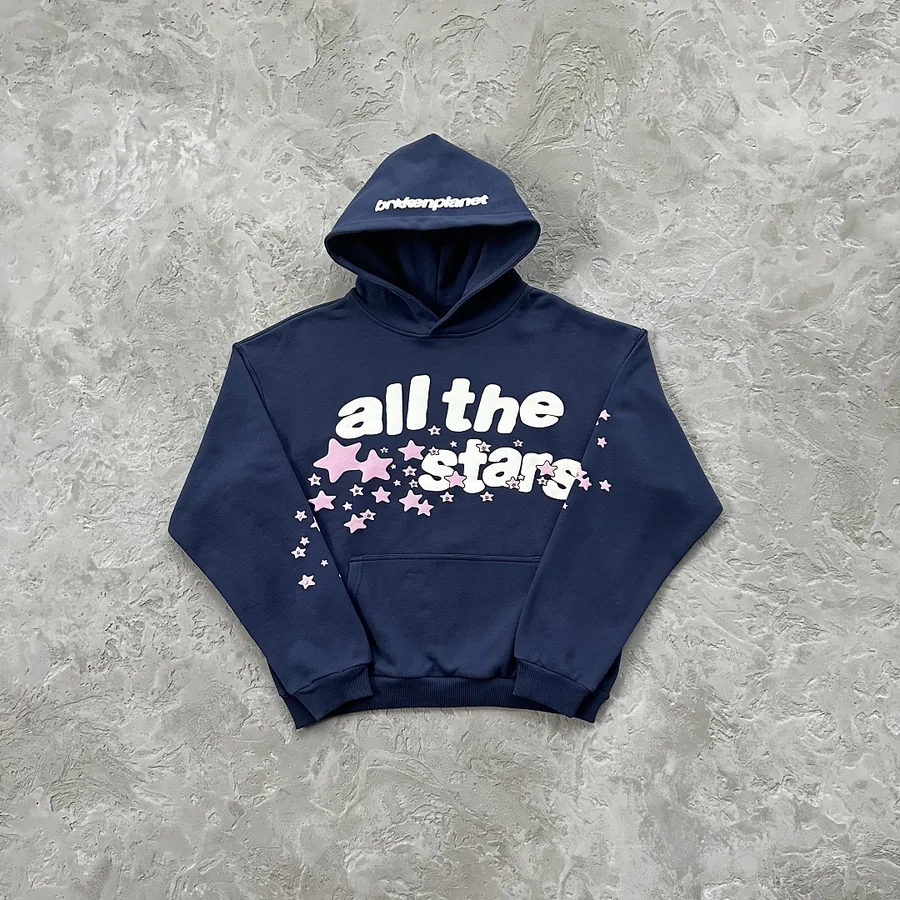 all the stars hoodie-deep navy/pink