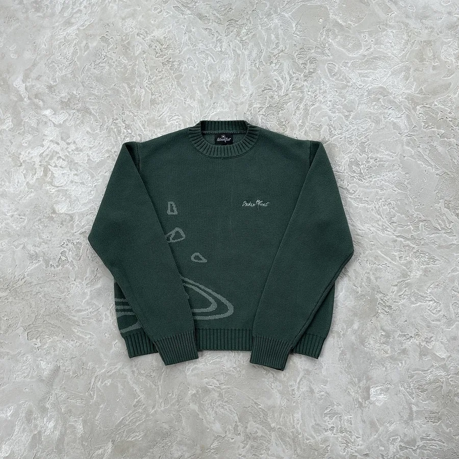knit sweater-forest green