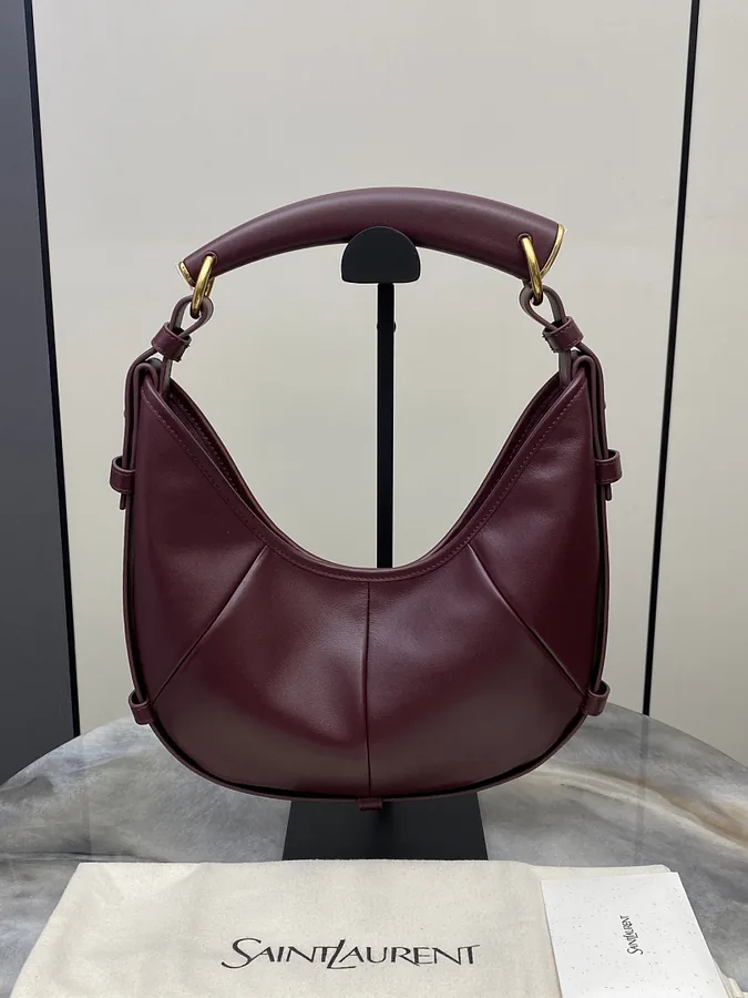 Saint Laurent Leather Hobo Bag (Burgundy)