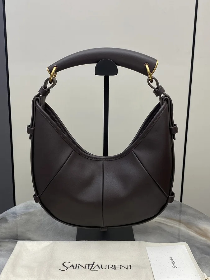 Saint Laurent Leather Hobo Bag (Brown)