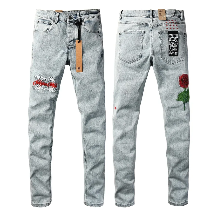 Ksubi Rose Embroidered Jeans Light Wash