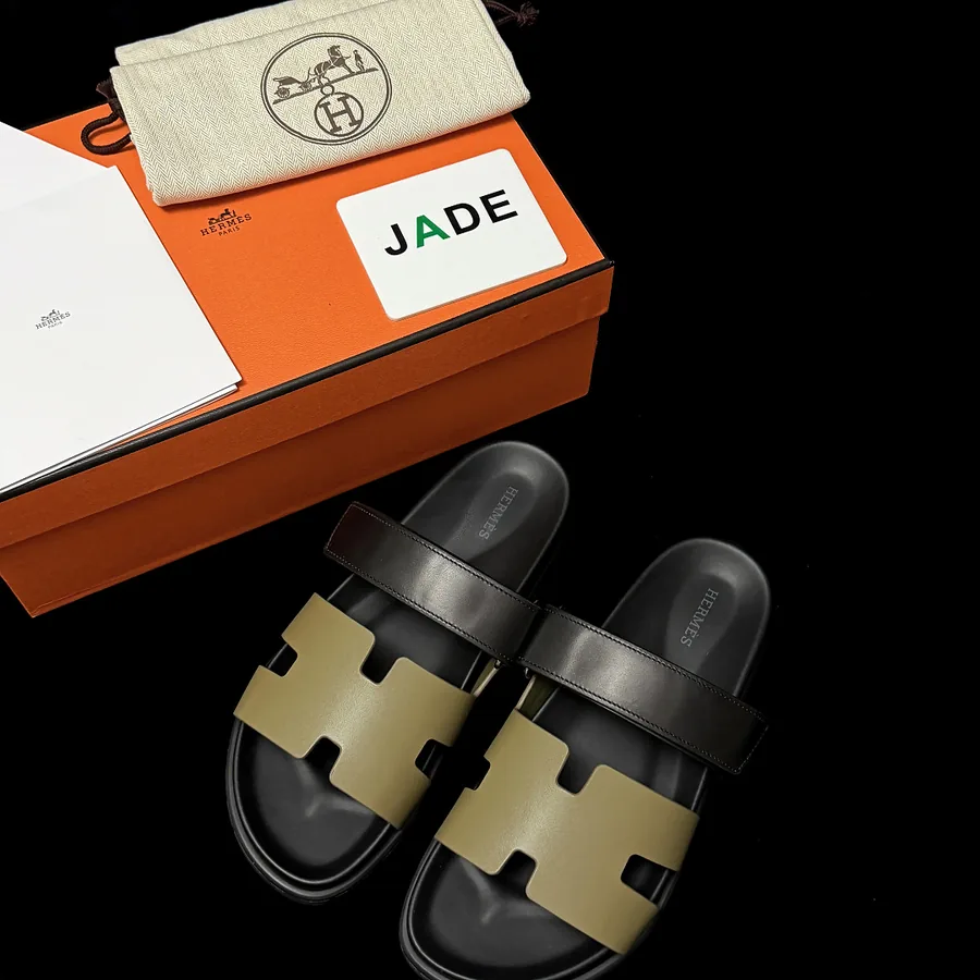 Hermes Oran Sandals Two-Tone Khaki