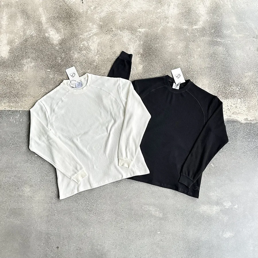 （Garms…Waffle Long Sleeve-Tee｜White｜Black）