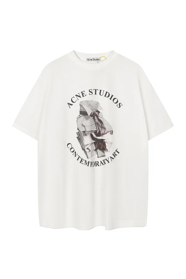 Acne Studios Style Graphic Logo Print Tee in White
