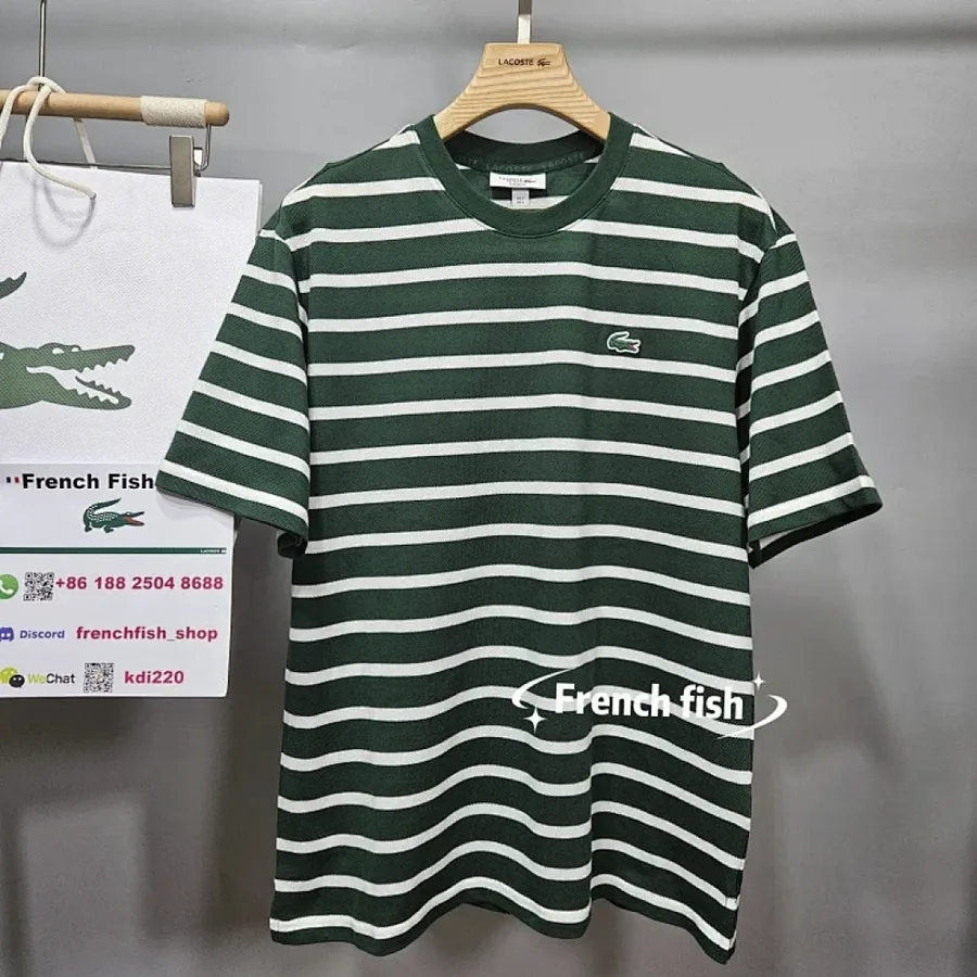 Lacoste Striped Tee Green