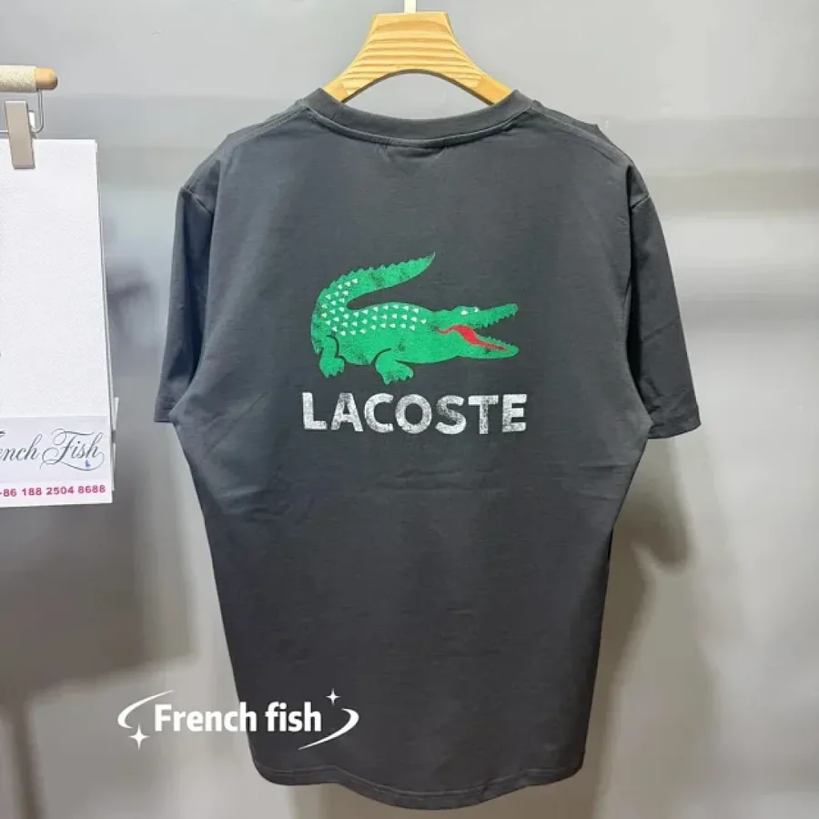 Lacoste Big Croc Logo Tee Grey