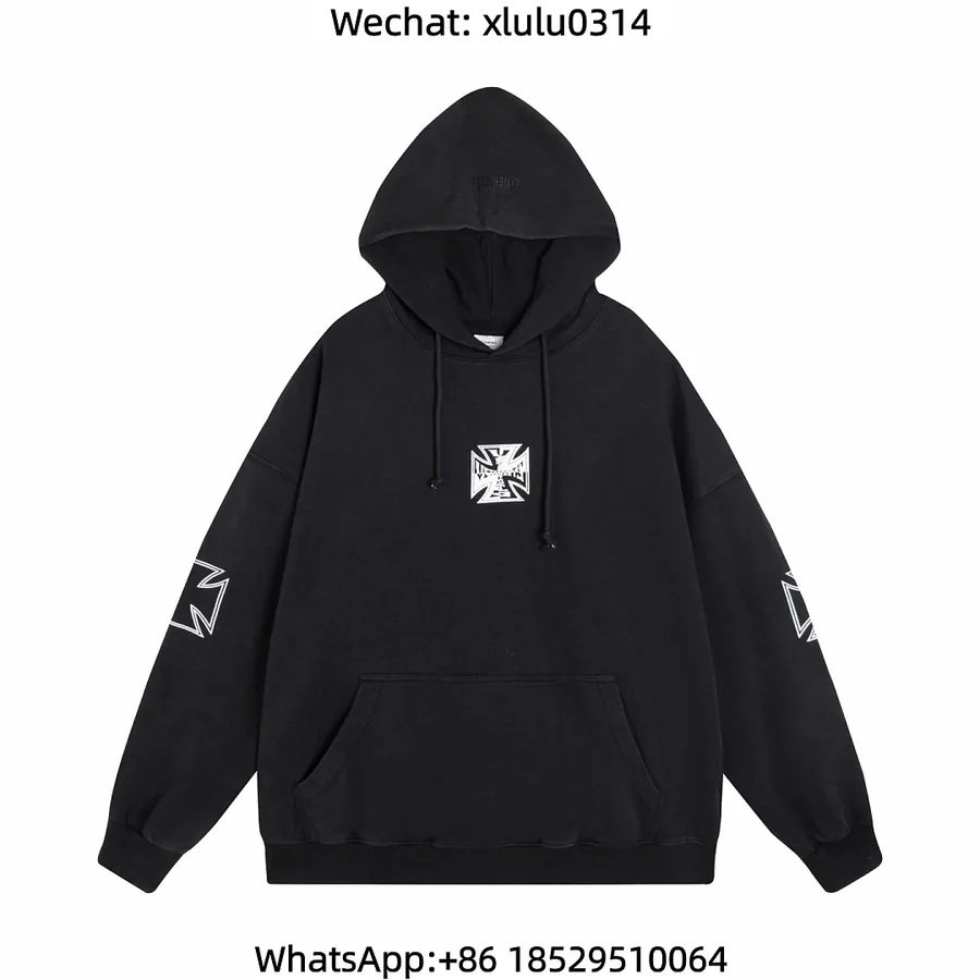 Vetements Chest Cross Print Distressed Hoodie