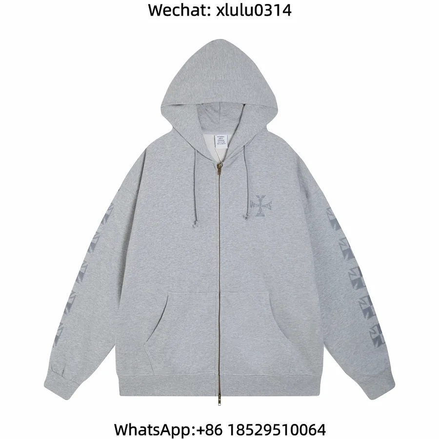 Vetements All Over Cross Sleeve Zip Hoodie