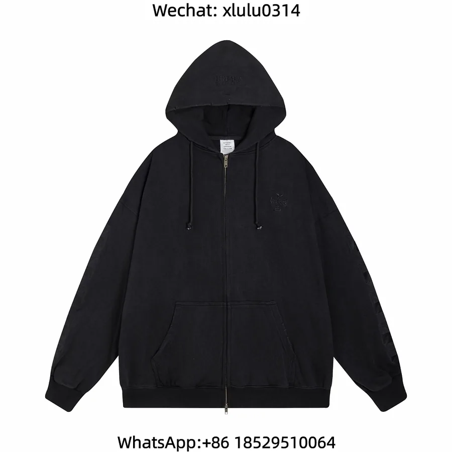 Vetements Chest Cross Embroidered Distressed Hoodie