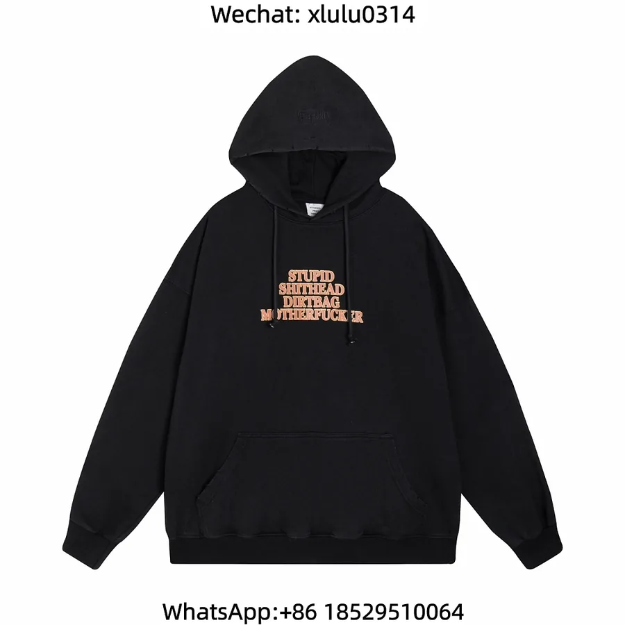 Vetements Yellow Logo Distressed Hoodie