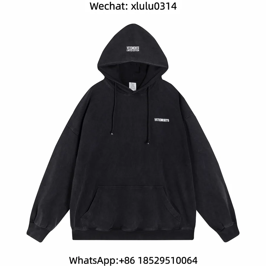Vetements White Small Logo Embroidered Hoodie