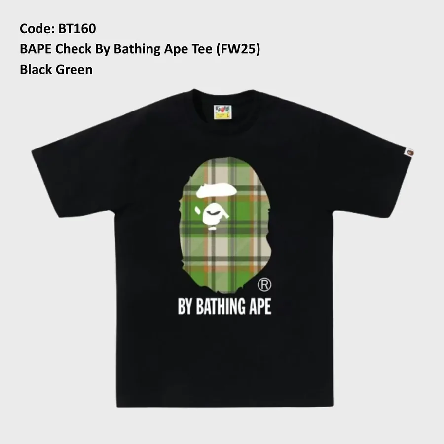BAPE Check By Bathing Ape Tee in Black and Green