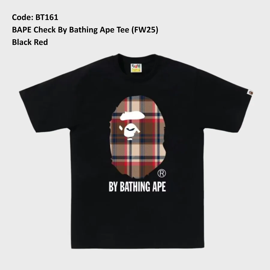 BAPE Check By Bathing Ape Tee in Black and Red
