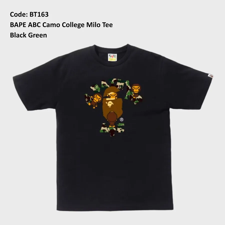 BAPE ABC Camo College Milo Tee in Black and Green