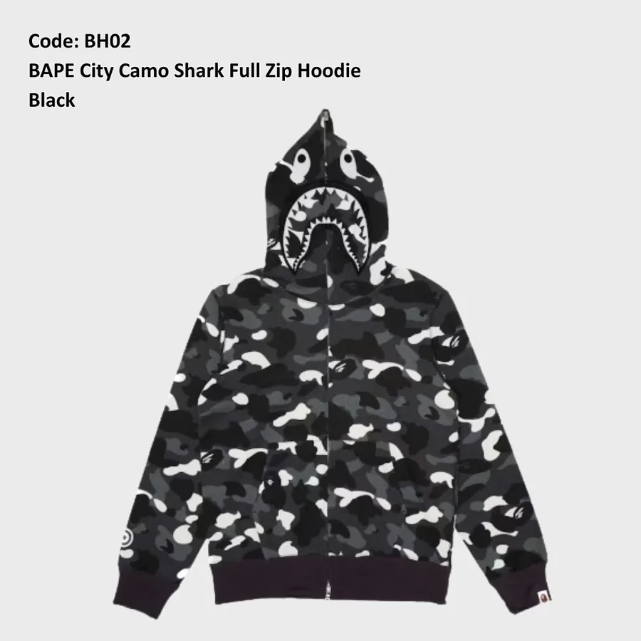 BAPE City Camo Shark Full Zip Hoodie in Black
