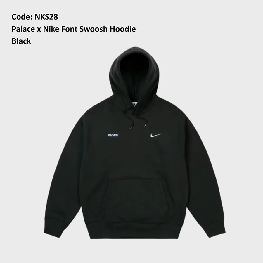 Palace x Nike Font Swoosh Hoodie in Black