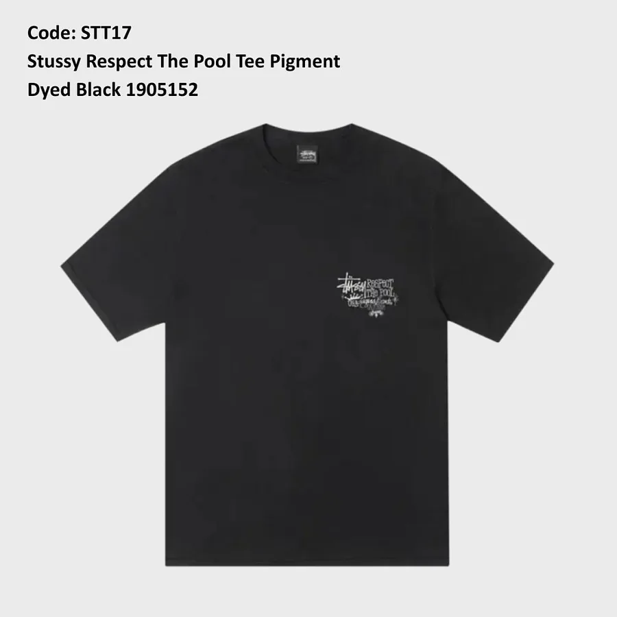 Stussy Respect The Pool Pigment Dyed Tee in Black