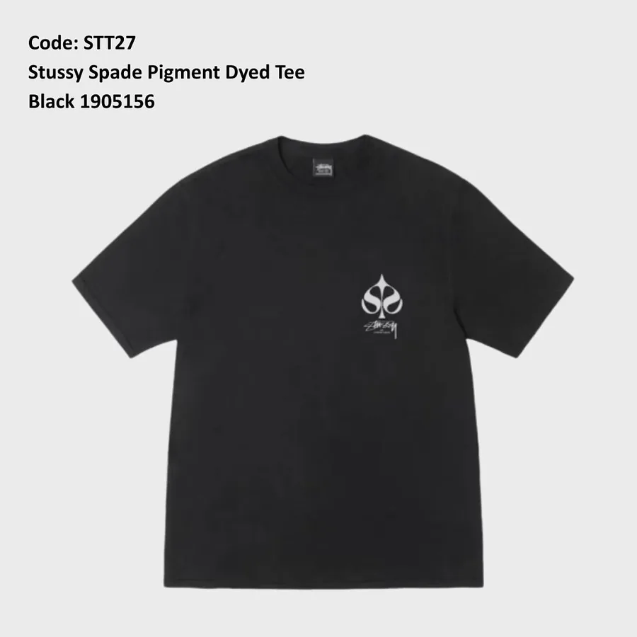Stussy Spade Pigment Dyed Tee in Black