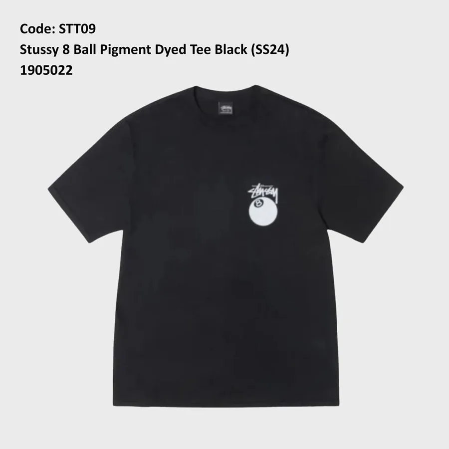 Stussy 8 Ball Pigment Dyed Tee in Black