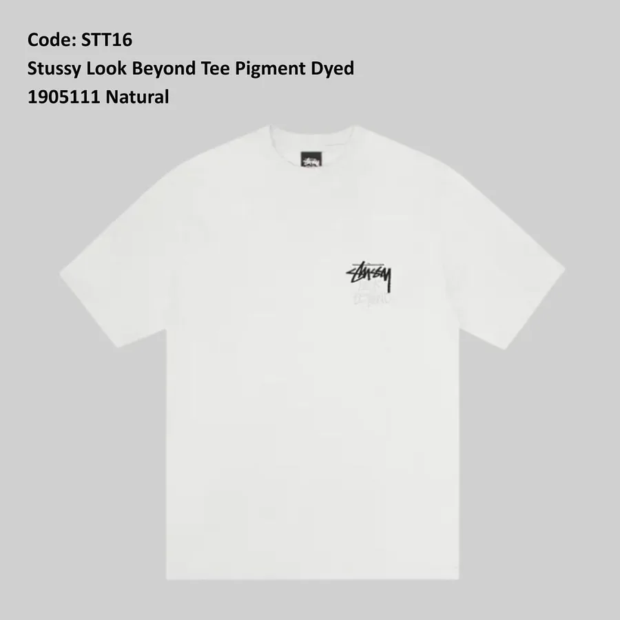 Stussy Look Beyond Pigment Dyed Tee in Natural