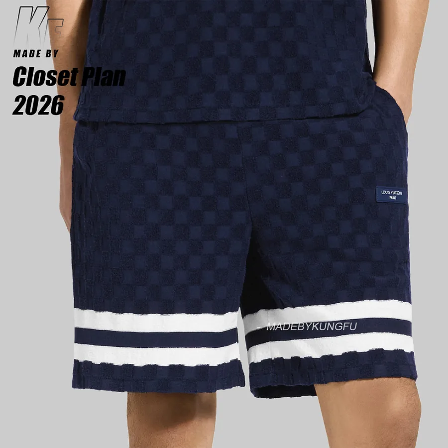1V DAMIER terry tennis shorts ( )