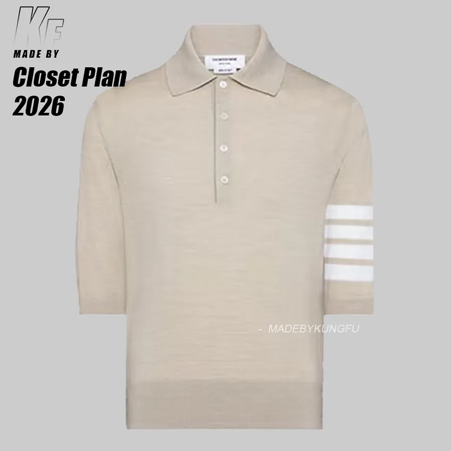 TB mulberry silk wool blended knitted polo ( )