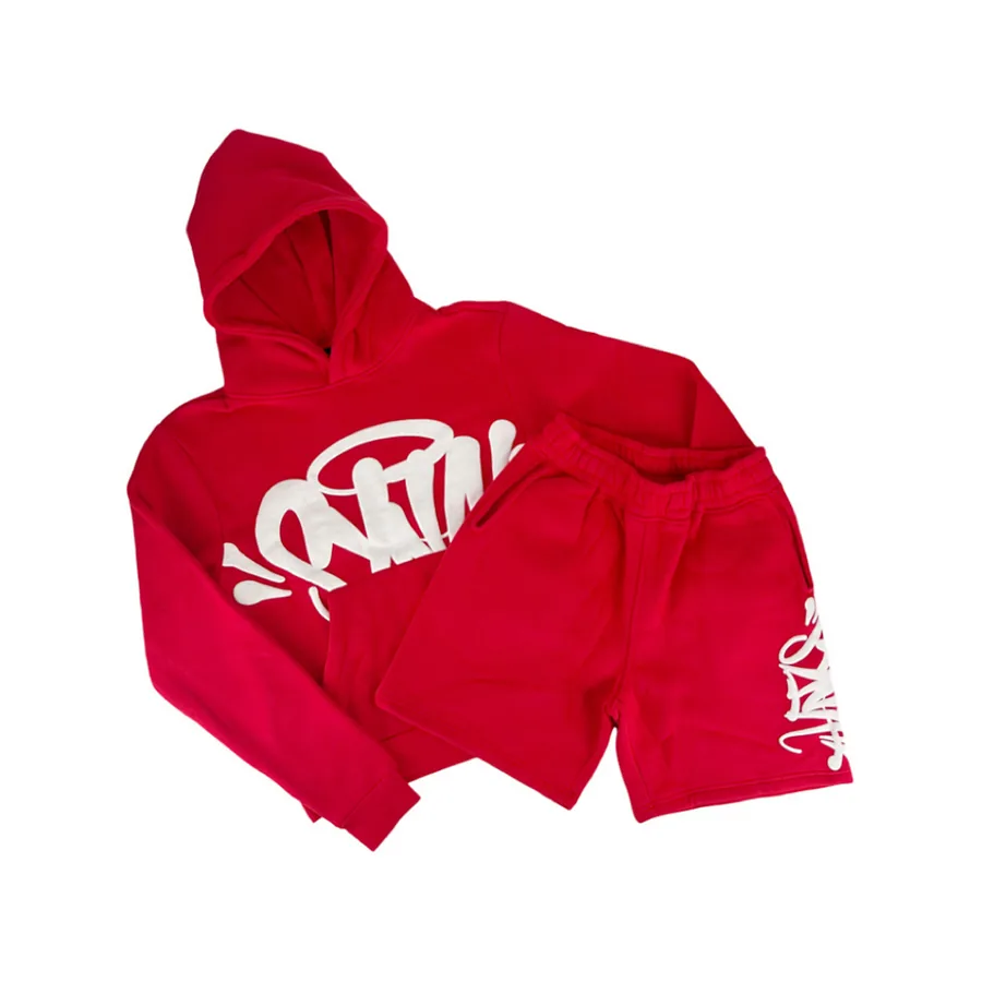 Syna World Logo Hoodie & Shorts Set Red