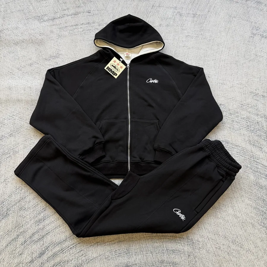 Corteiz Script Logo Tracksuit Black