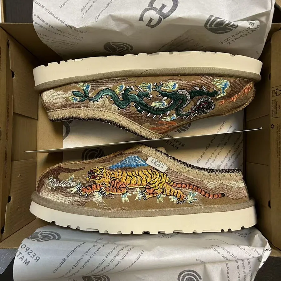 UGG Tiger & Dragon Embroidered Slip-Ons