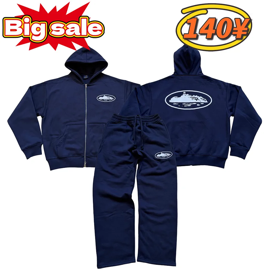 Corteiz Island Logo Tracksuit Navy