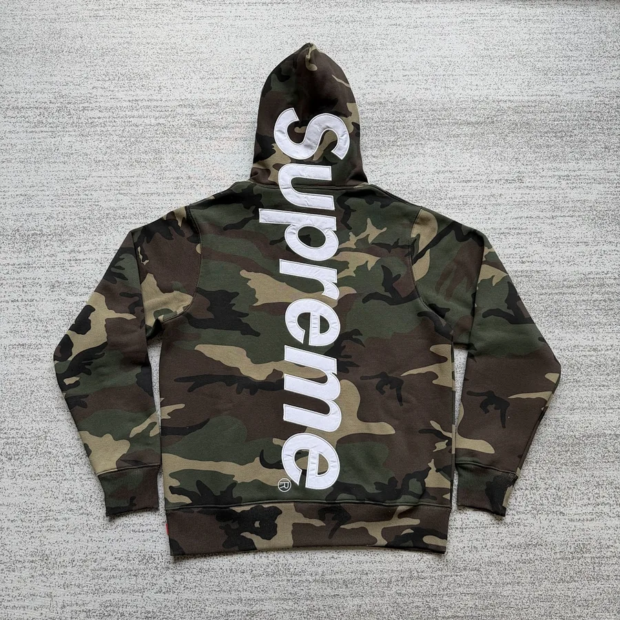 Supreme Vertical Logo Hoodie Camo