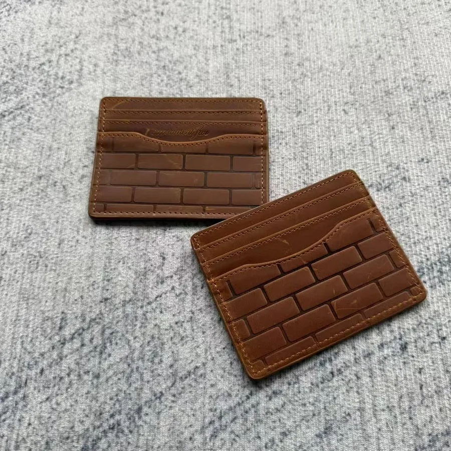 Brick-Embossed Leather Cardholder
