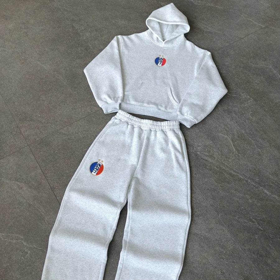 France Crest Cropped Tracksuit Grey